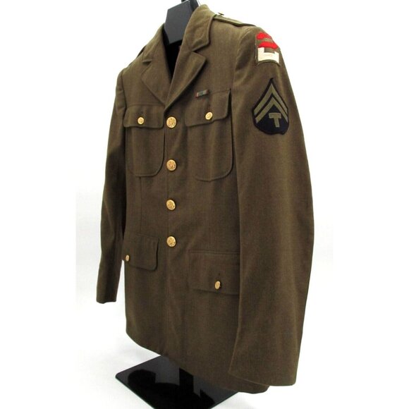 WWII US Army Air Corp Wool Jacket Olive 9th Army Utah Beach Northeast Europe 35L - Picture 3 of 15